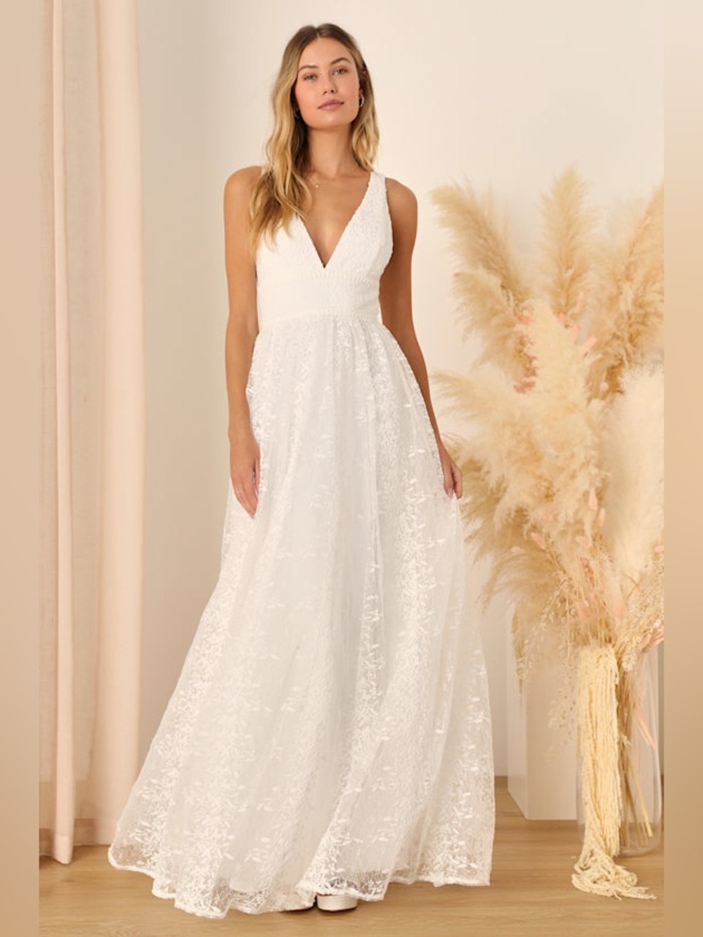 New without Tags Sweetest Beloved White Mesh Embroidered Sleeveless Maxi Dress